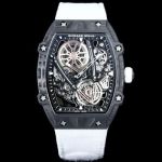 RICHARD MILLE RM27-05 Flying Tourbillon  Carbon fiber TPT White Strap Watch